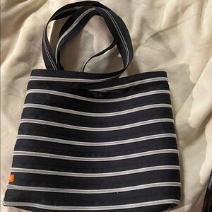 Stylish Black and Gray Striped Tote Bag